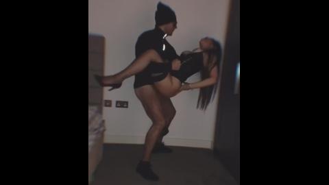Horny couple having hot, wild sex after date night