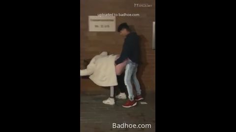 Young white girl cornered and fucked in an alley