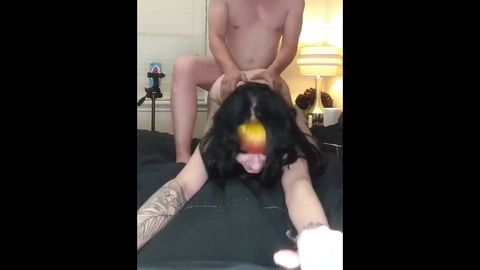 She holds on her dear life as rough stud drills her pussy