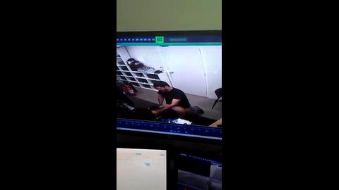 Security cam capture dude banging office MILF doggystyle