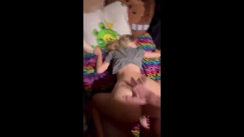 Poor blonde teen getting dicked quick by a maniac