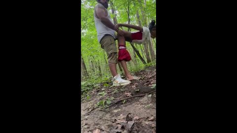 Teacher taking black teen into to woods to fuck