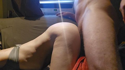 The gym milf getting cracked on the couch