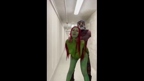 Madame Viper cosplay thot fucked in public hallway from behind