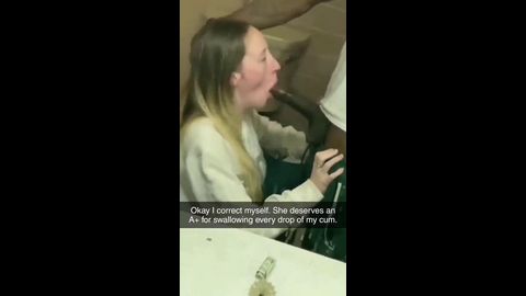 Cheating college girl sucking stranger's bbc in the bathroom