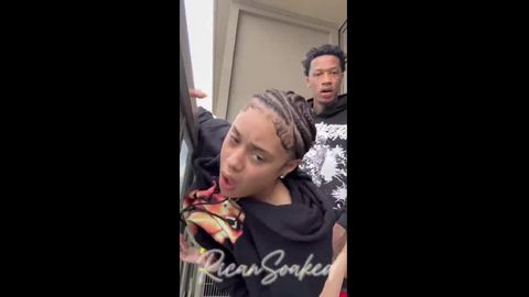 Cute teen ebony fucked doggy by the windows
